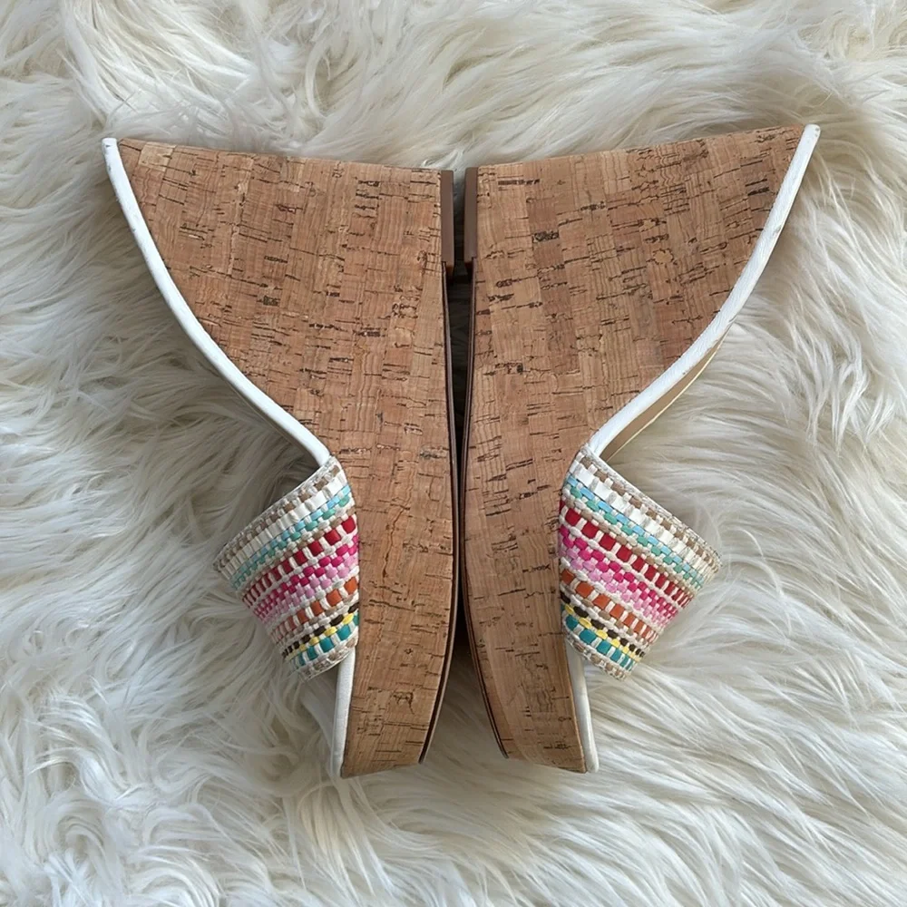 Veronica Beard NWOB Dali Raffia Wedge Sandals Snow Multi 11 - Picture 5 of 12